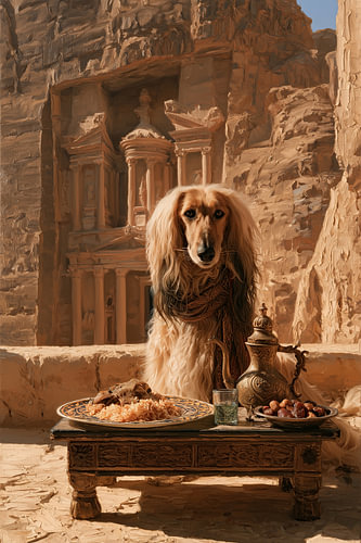 Afghan Hound in Petra, Jordan