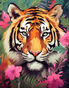 Tigre en fleurs sur Liv Jongman