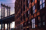 New York DUMBO met Manhattan Bridge van Kurt Krause thumbnail