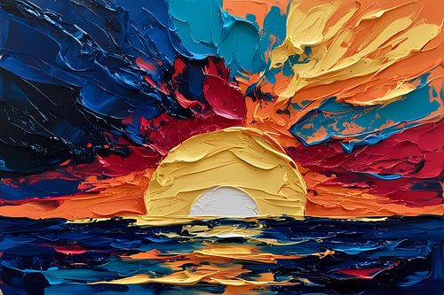 Abstracte kleurrijke zonsondergang zee