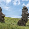Moai onderweg vanaf Rano Raraku van Jelmer Laernoes