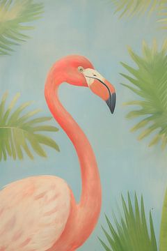 Flamingo and Leaves by Whale & Sons