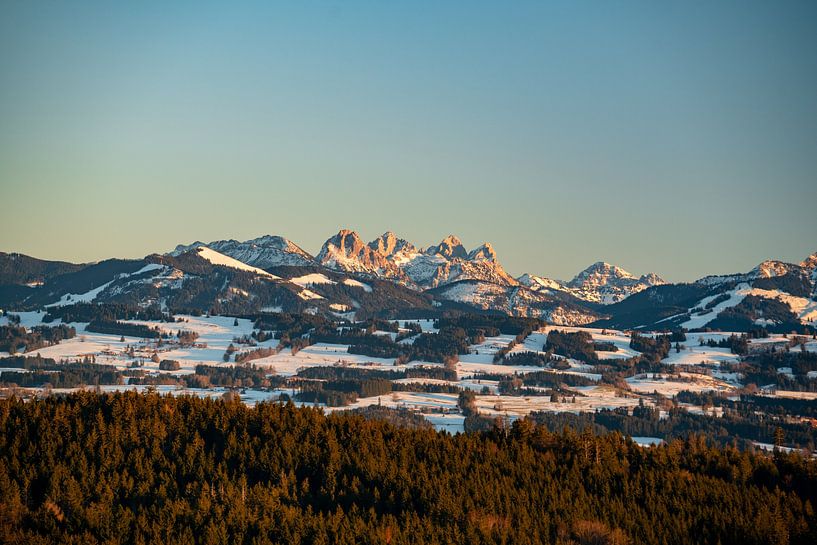 Zonsondergang over de Allgäuer Alpen van Leo Schindzielorz