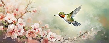 Hummingbird | Pink by Blikvanger Schilderijen