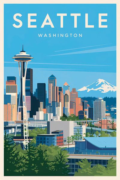 Affiche de voyage vintage de Seattle, Washington par Poster Art Shop