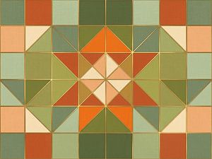 Geometrisch-abstraktes Kunstwerk in warmen Farben