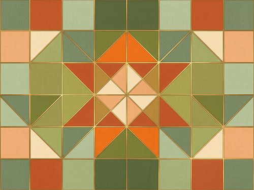 Geometrisch abstract kunstwerk in warme kleuren