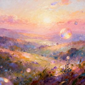 Wildblumen Traum Landschaft, modern abstrakt bunte Farben von FRESH Fine Art