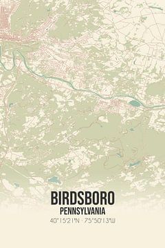 Vintage landkaart van Birdsboro (Pennsylvania), USA. van Rezona