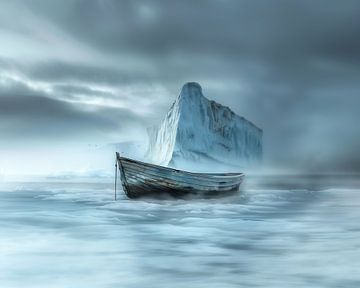 IJsbergen omringen boot van fernlichtsicht