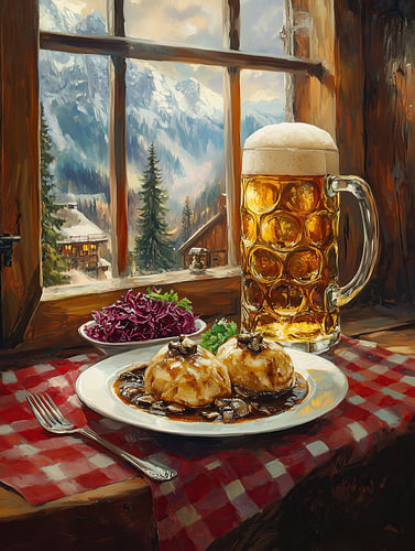 Alpenhut met bier en knoedels