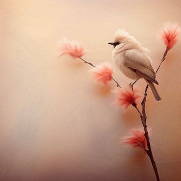 Peachy Fuzzy Bird van Karina Brouwer