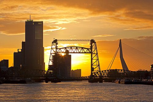 Zonsondergang bij De Hef te Rotterdam