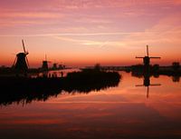 Kinderdijk net voor zonsopkomst