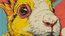 Lapin Popart en gros plan dans des couleurs vives