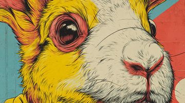 Konijn Popart Close-up in Felle Kleuren van Eva Lee