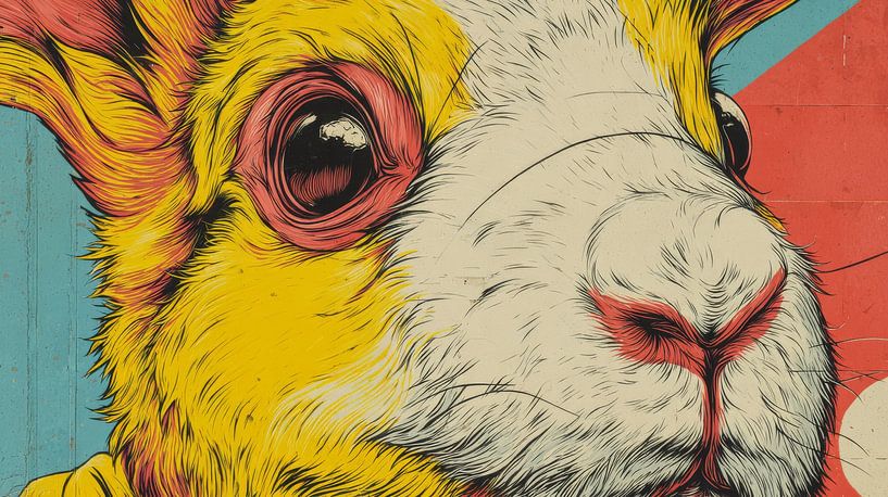Konijn Popart Close-up in Felle Kleuren van Eva Lee