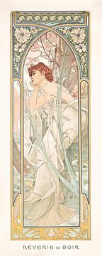 Tijden van de Dag: Avond Overdenking - Art Nouveau Schilderij Mucha Jugendstil