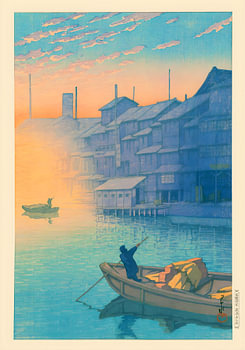 Morgen am Dotonbori in Osaka von Kawase Hasui