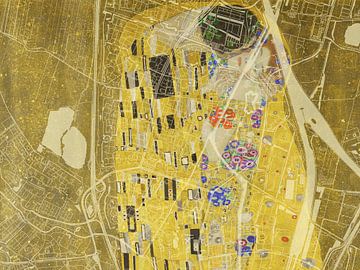Kaart van Nieuwegein met de Kus van Gustav Klimt van Map Art Studio