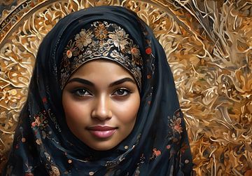 Junge Muslimin, die ein Kopftuch, den so genannten Hidschab, als von Eye on You