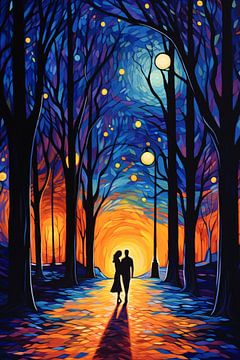 Romantische Wandeling in Schemerig Kleurbos van Art & Soul Creations