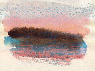 Sunrise.  Abstract watercolor minimalist painting. by Dina Dankers