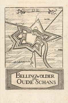 Oude kaart van Bellingwolde of te wel Oude Schans van omstreeks 1743
