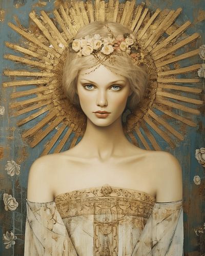Modern portrait with gold accents by Carla Van Iersel