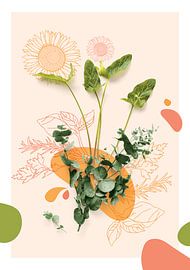 Abstract Botanical Bloom | Modern Floral Wall Art Print by Mido