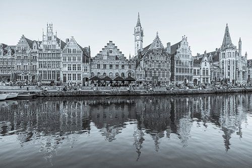 Graslei Quai in the historic centre of Ghent - monochrome by Werner Dieterich