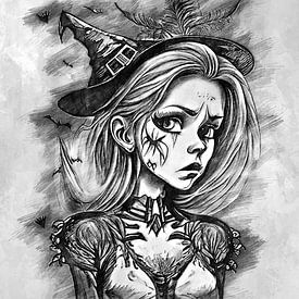 Girl on Halloween (drawing) by Art by Jeronimo