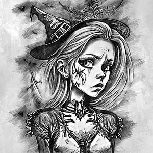 Mädchen an Halloween (Zeichnung)