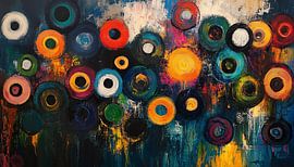 Bunte Kreise dunkles abstraktes Panorama von TheXclusive Art
