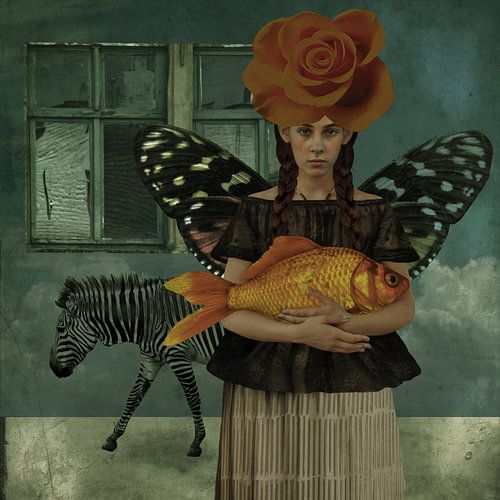 Vintage-Schönheit mit Zebra