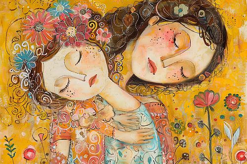 Portret moeder en kind abstract