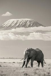 Olifant en Kilimanjaro van Poster Art Shop