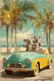 Koala Roadtrip - Affiche rétro humoristique sur BowiScapes - Beaux-Arts et Art Urbain