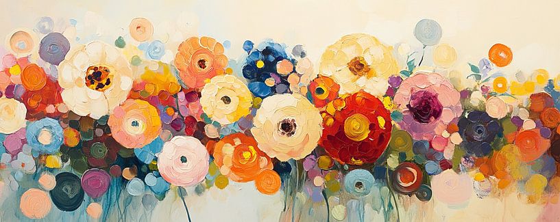Cheerful Flowers | Colourful Field of Flowers by Wonderful Art