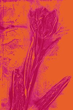 Moderne botanische kunst. Boho Tulp in felle kleuren nr. 10 van Dina Dankers