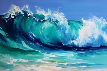 Dramatische golf in turquoise en blauw