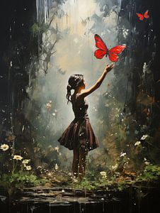 La fille au papillon rouge