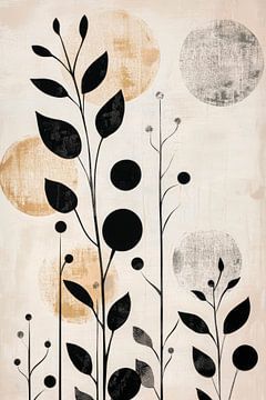 Stijlvolle plantencompositie in zwart-wit van Poster Art Shop