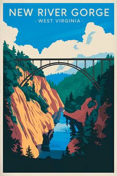 New River Gorge, West Virginia Vintage Reisposter van Poster Art Shop
