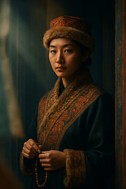 Filmische Tradition: Porträt eines jungen Tibeters in von Dream Designs art work