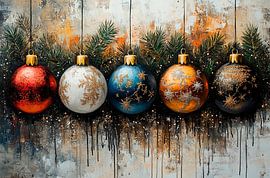 Weihnachtsdekoration | Glänzende Weihnachtskugeln Stillleben von Kunst Laune