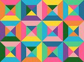 Geometrische rechthoek van driehoeken met een abstracte compositie in zachte kleuren van Roger VDB thumbnail