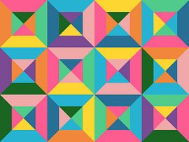 Geometric rectangle of triangles with abstract composition in soft colors by Roger VDB