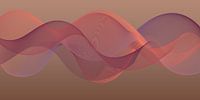 Modern abstract art. Sunset waves in purple, salmon pink and gold II