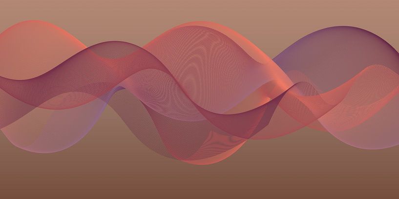 Modern abstract art. Sunset waves in purple, salmon pink and gold II by Dina Dankers